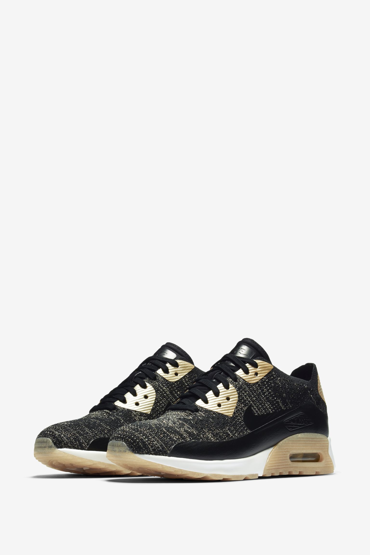 Nike Air Max 90 Ultra 2.0 Flyknit Metallic 'Black \u0026amp; Metallic Gold' voor  dames. Nike SNKRS