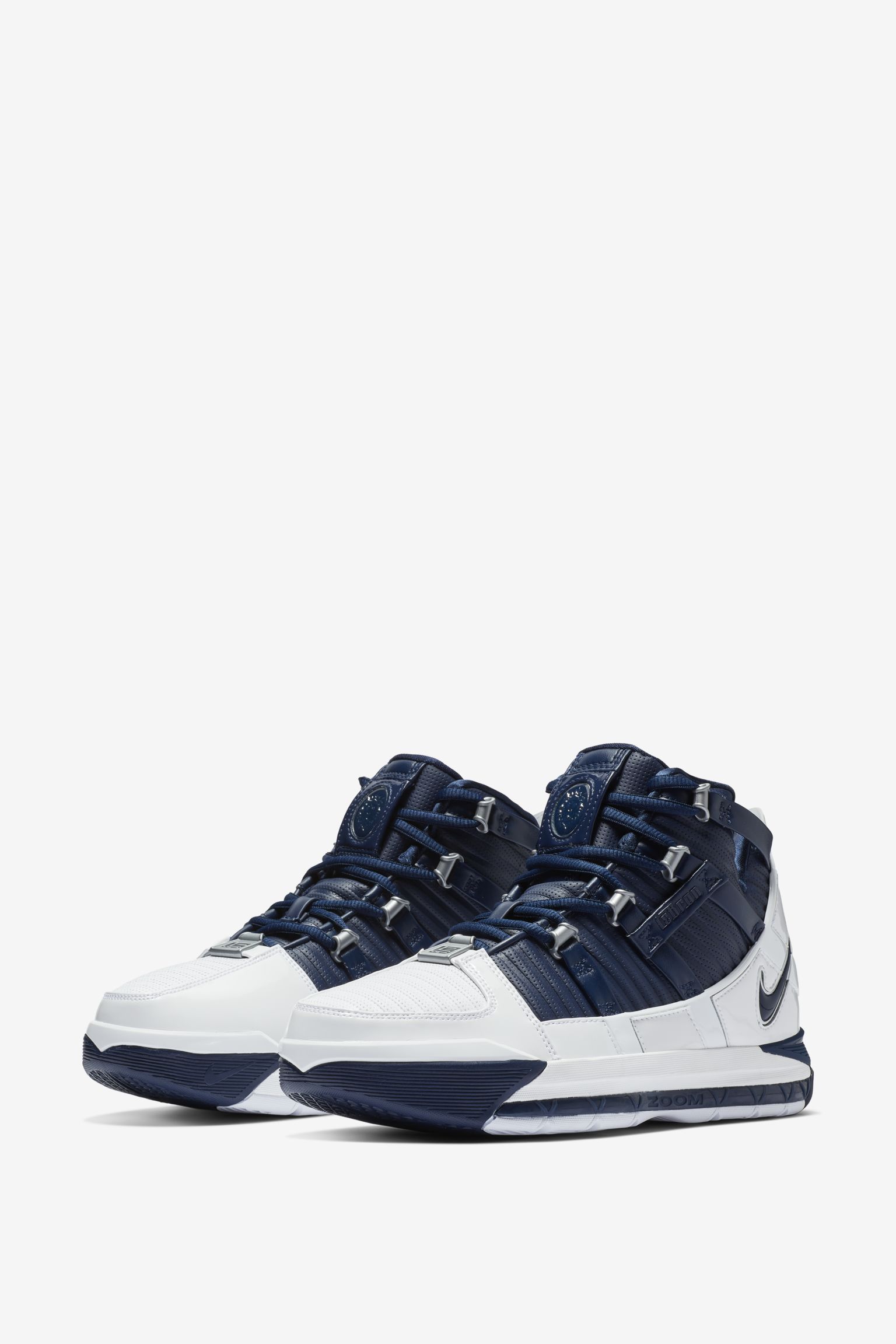 Zoom LeBron 3 'White & Midnight Navy & Metallic Silver