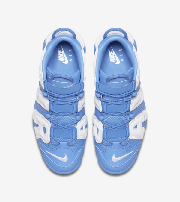 Blue and white nike uptempo top