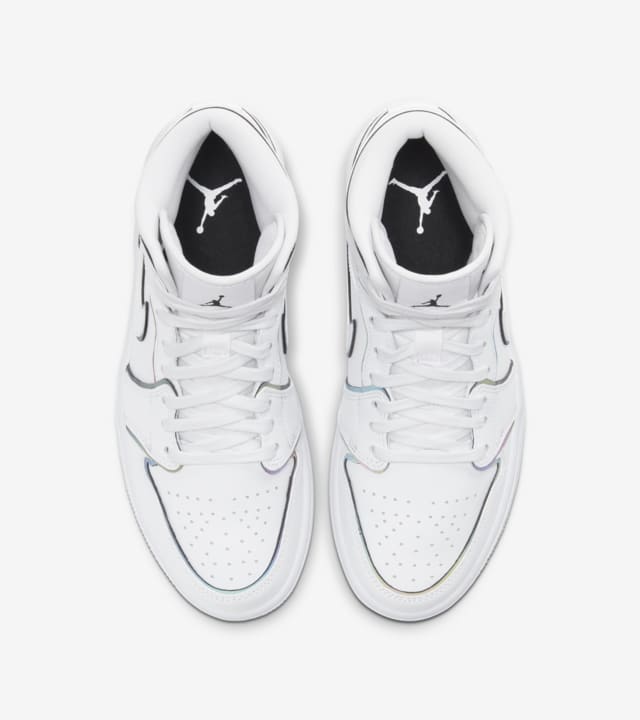 air jordan 1 mid iridescent reflective white w