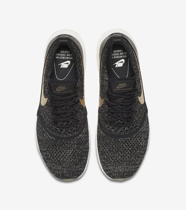 Women's Nike Air Max Thea Ultra Flyknit Metallic 'Black & Metallic Gold ...