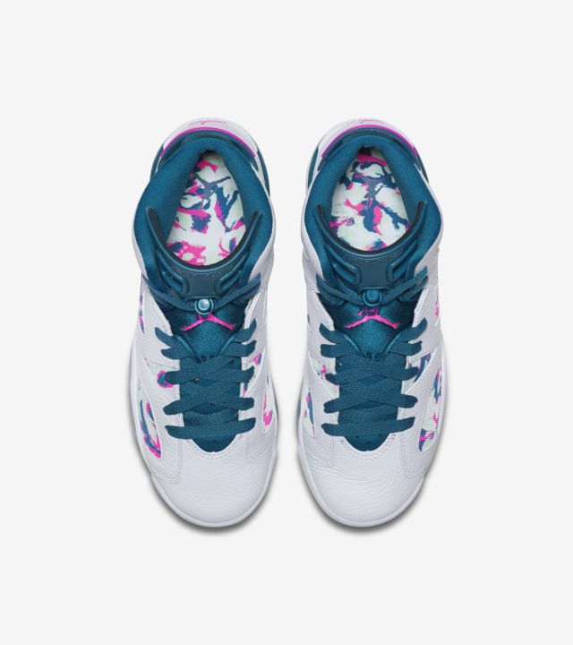 Big Kids' Air Jordan 6 'white & Green Abyss & Laser Fuchsia' Release 