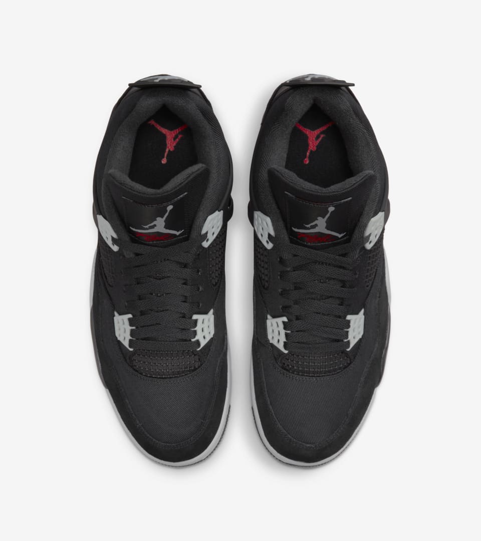 Air Jordan 4 Black Canvas Shoes - Size 10