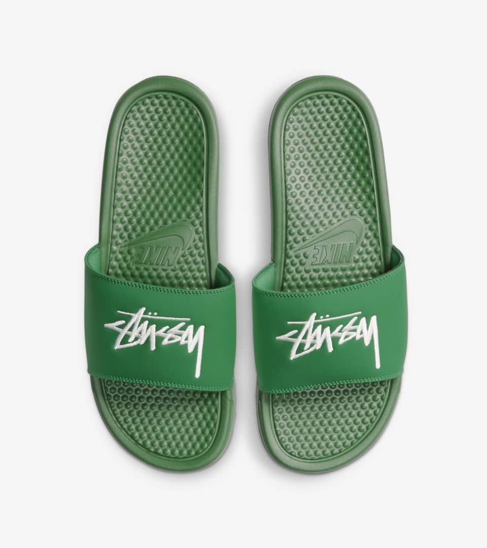 Benassi Stüssy 'Pine Green' Release Nike SNKRS