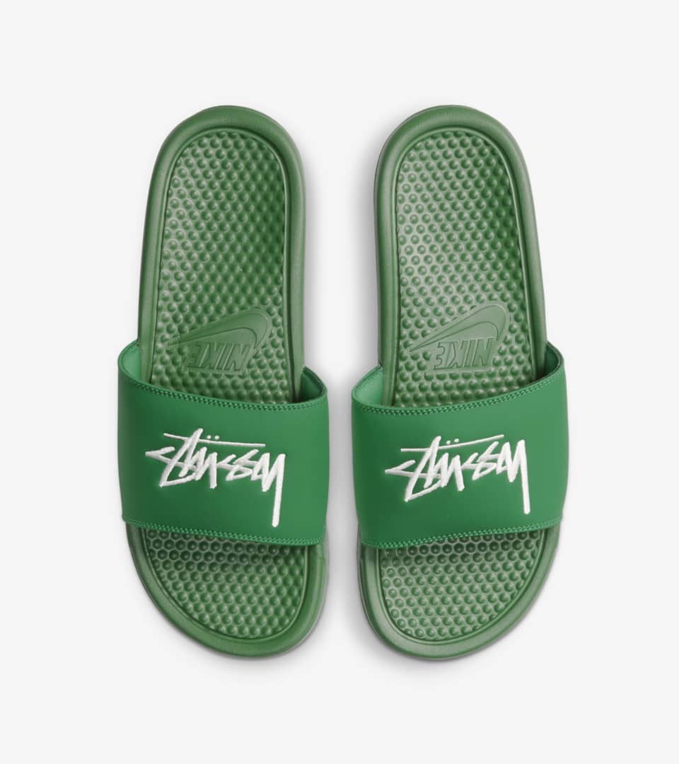 Benassi x St ssy Pine Green Release Date. Nike SNKRS MY