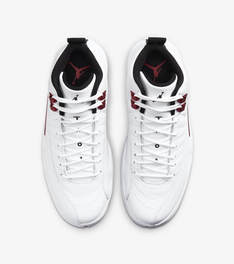 New jordans 12 white best sale and red