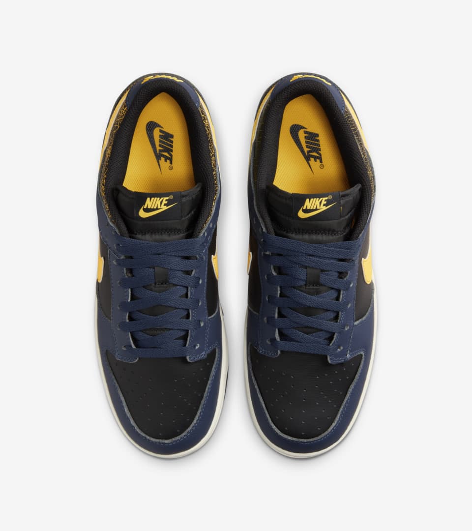 navy blue and yellow dunks