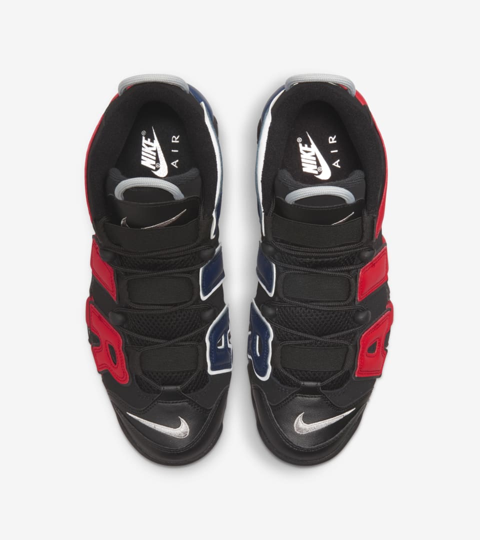 Nike uptempo best sale red black white