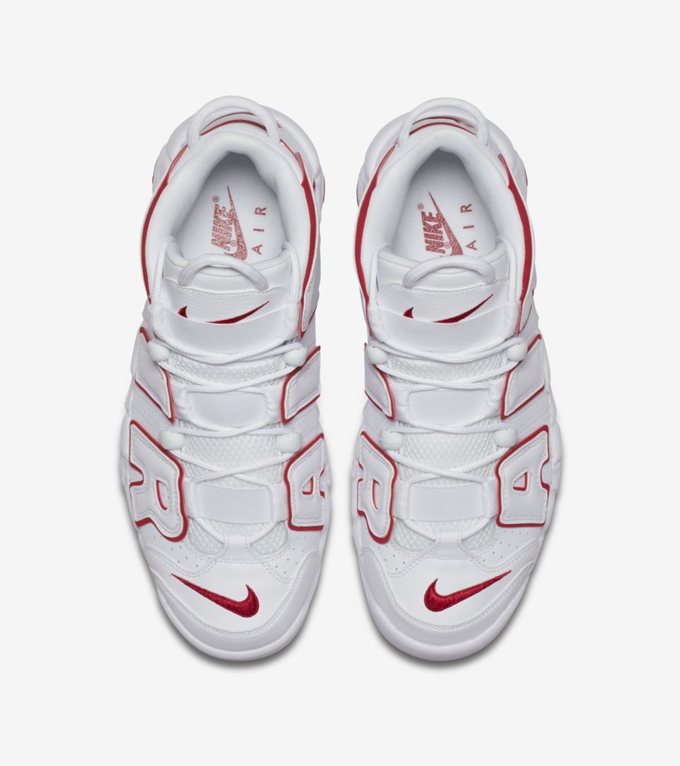 Air more uptempo white hot sale red