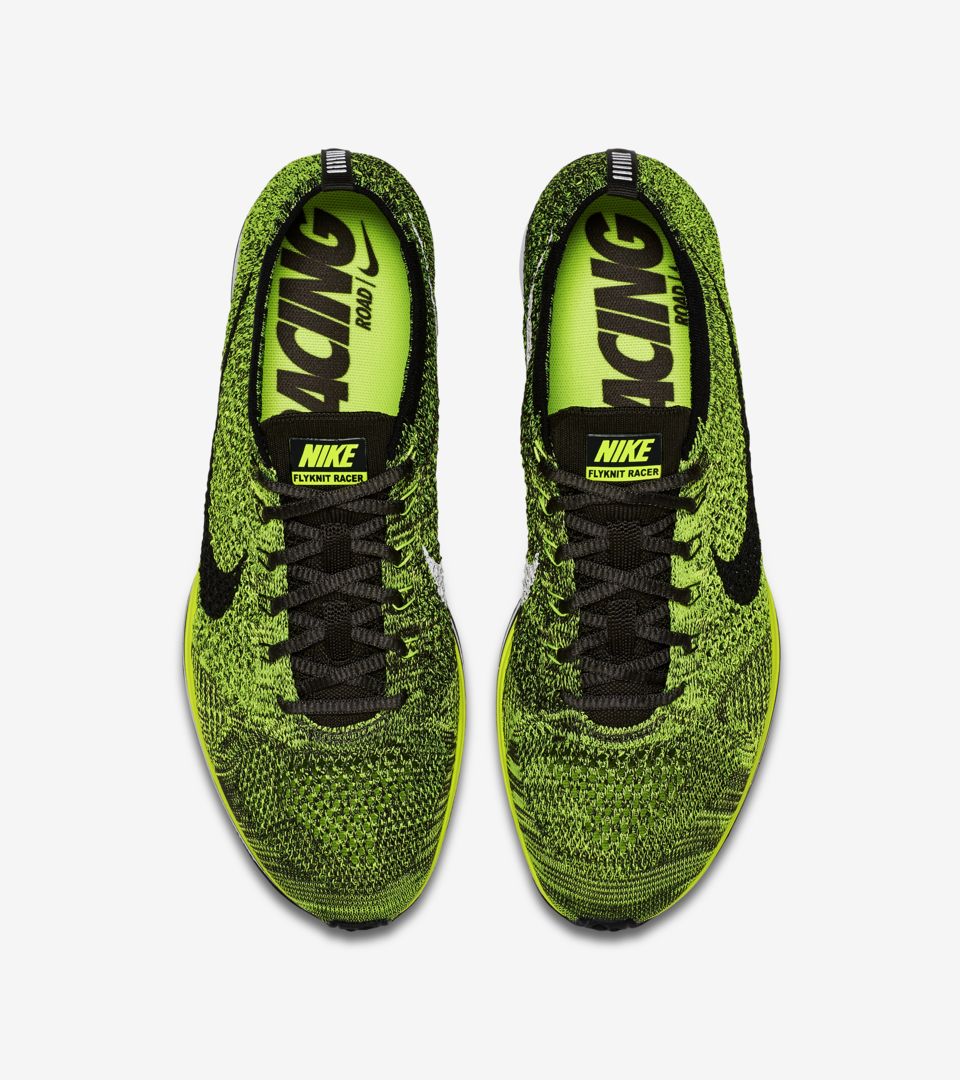 nike flyknit racer volt green and black