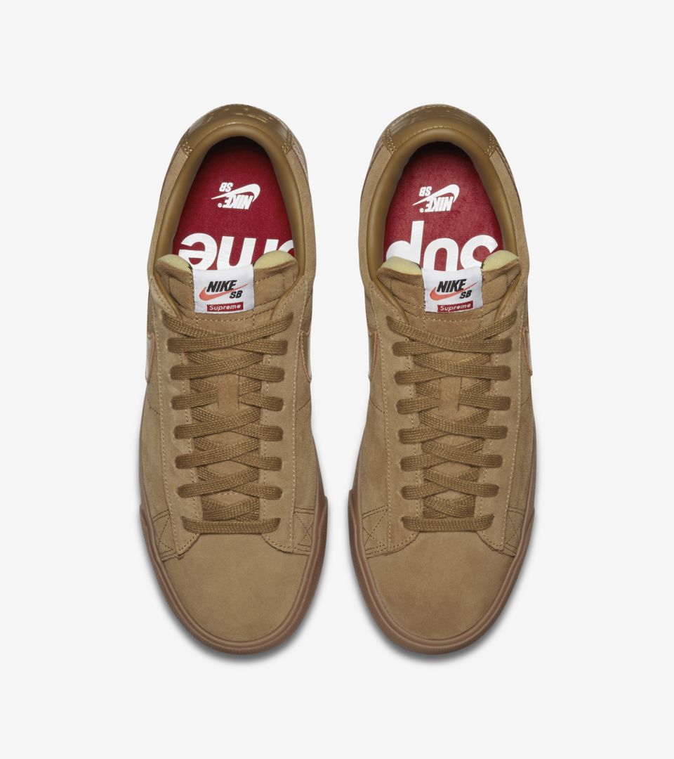 nike sb blazer low gt supreme golden beige