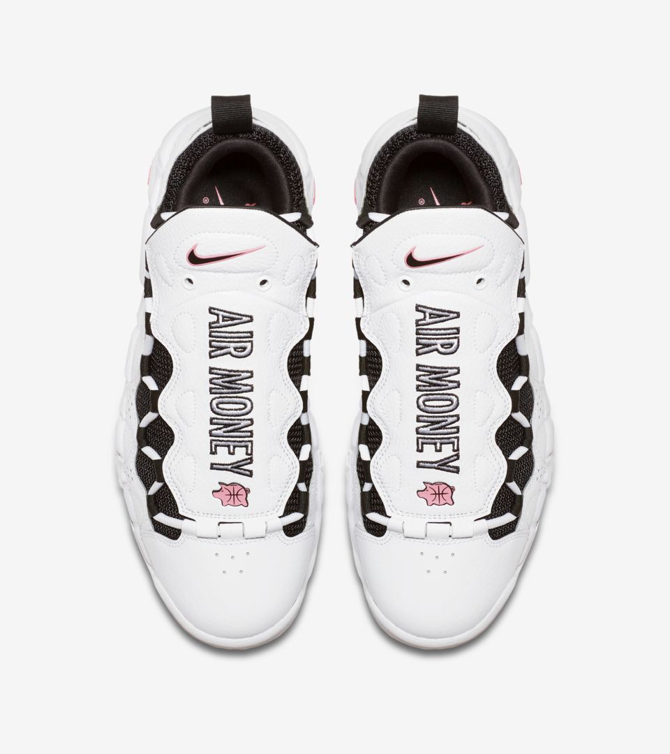 nike air more money white black coral