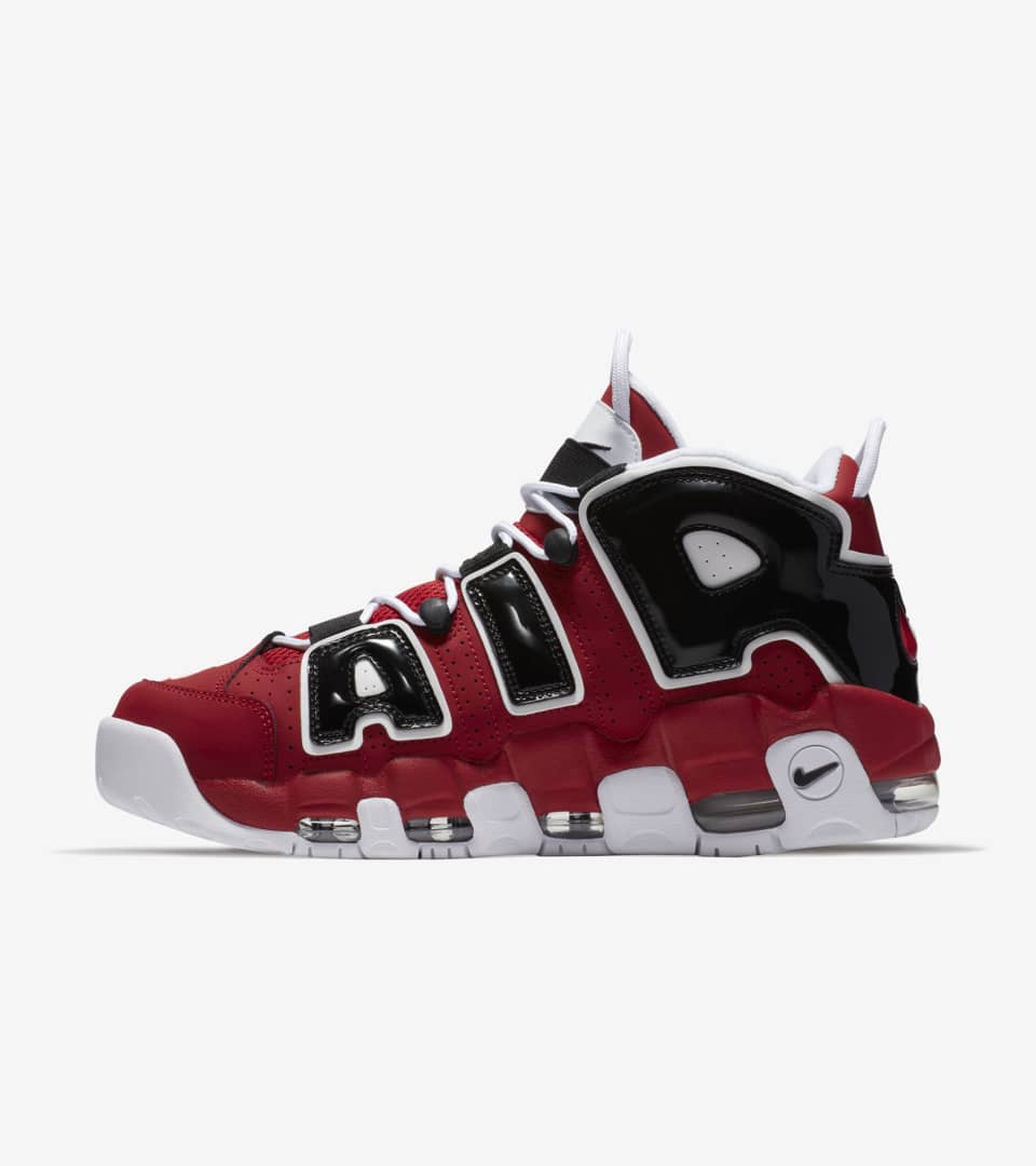 nike uptempo red and black