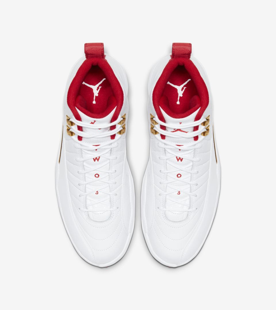 gold white and red jordans