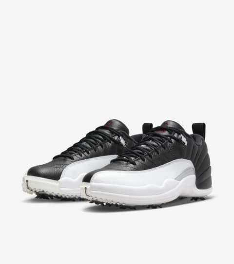 jordan 12 black white low