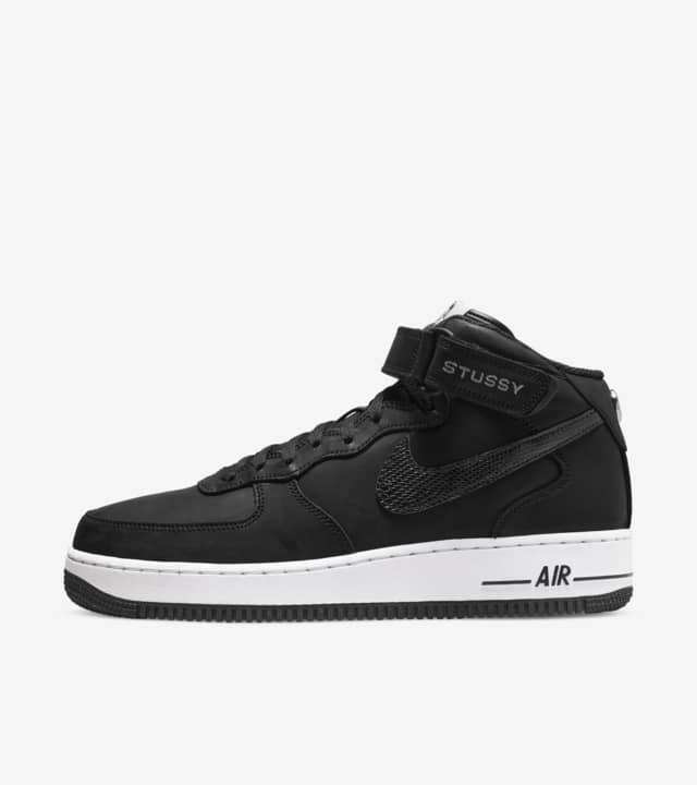 Air Force 1 Mid x Stüssy 'Black' (DJ7840-001) Release Date. Nike SNKRS