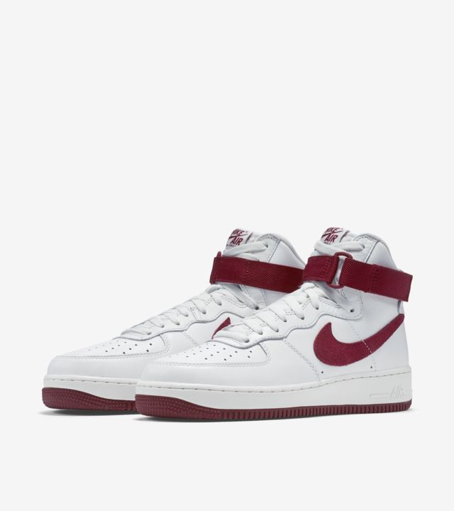 white and red air force 1 high tops