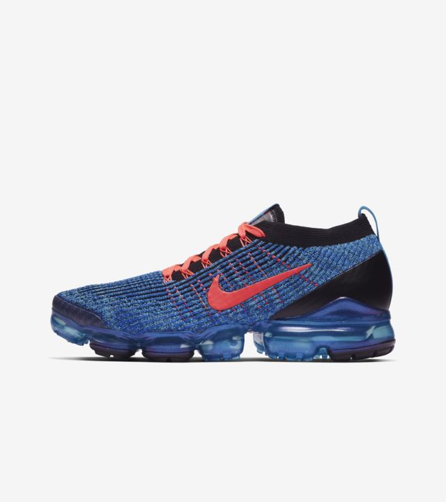 Nike Air VaporMax Flyknit 3 'Blue Fury & Flash Crimson' Release Date ...