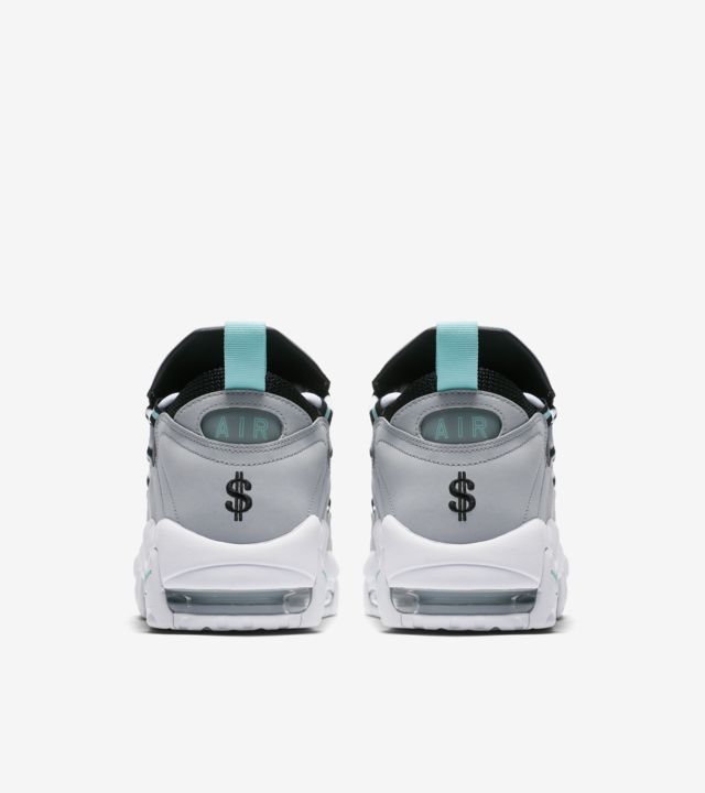 nike air more money wolf grey island green