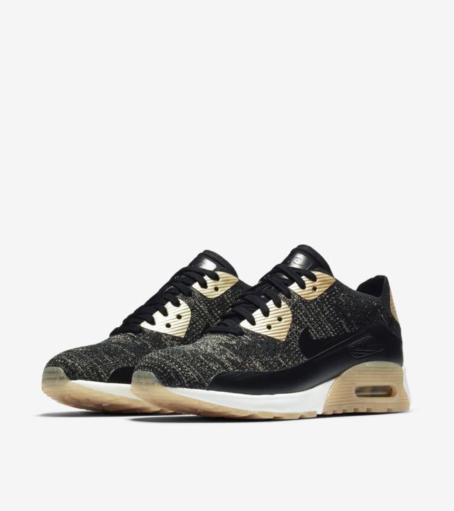 Women's Nike Air Max 90 Ultra 2.0 Flyknit Metallic 'Black & Metallic ...