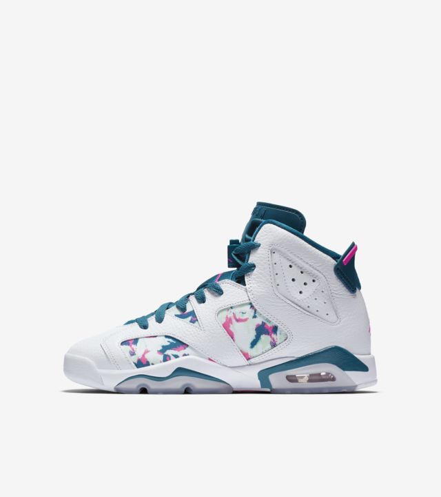 Big Kids' Air Jordan 6 'White & Green Abyss & Laser Fuchsia' Release ...