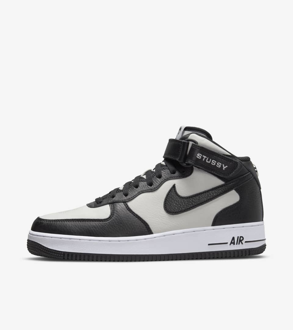 nike air force 1 mid stussy light bone black