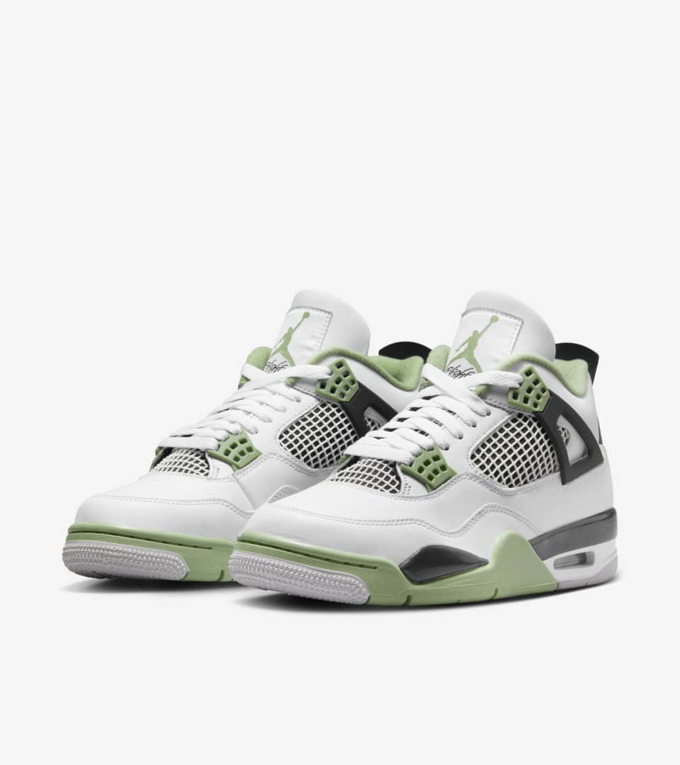 New green best sale and white jordans