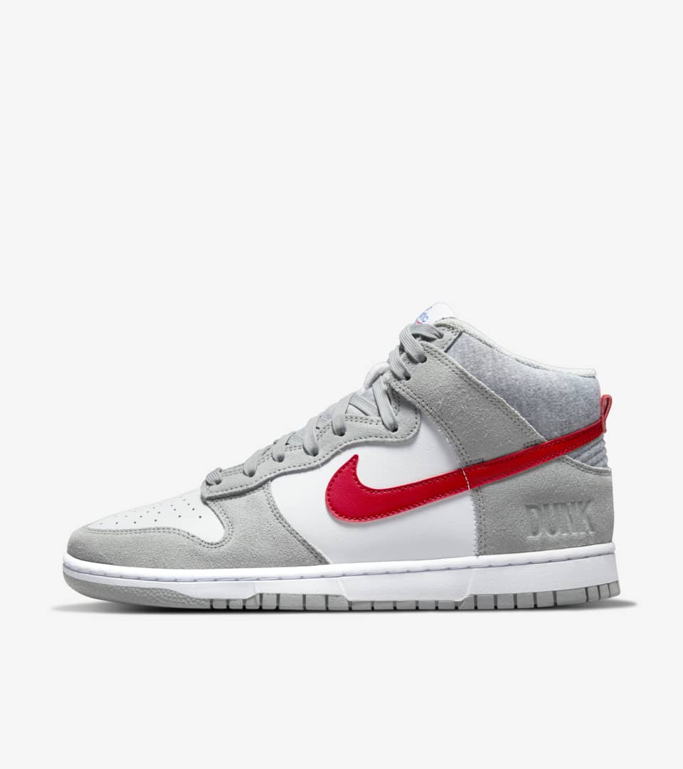 nike dunk high grey red