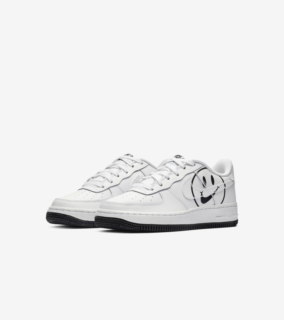 white air forces with smiley face