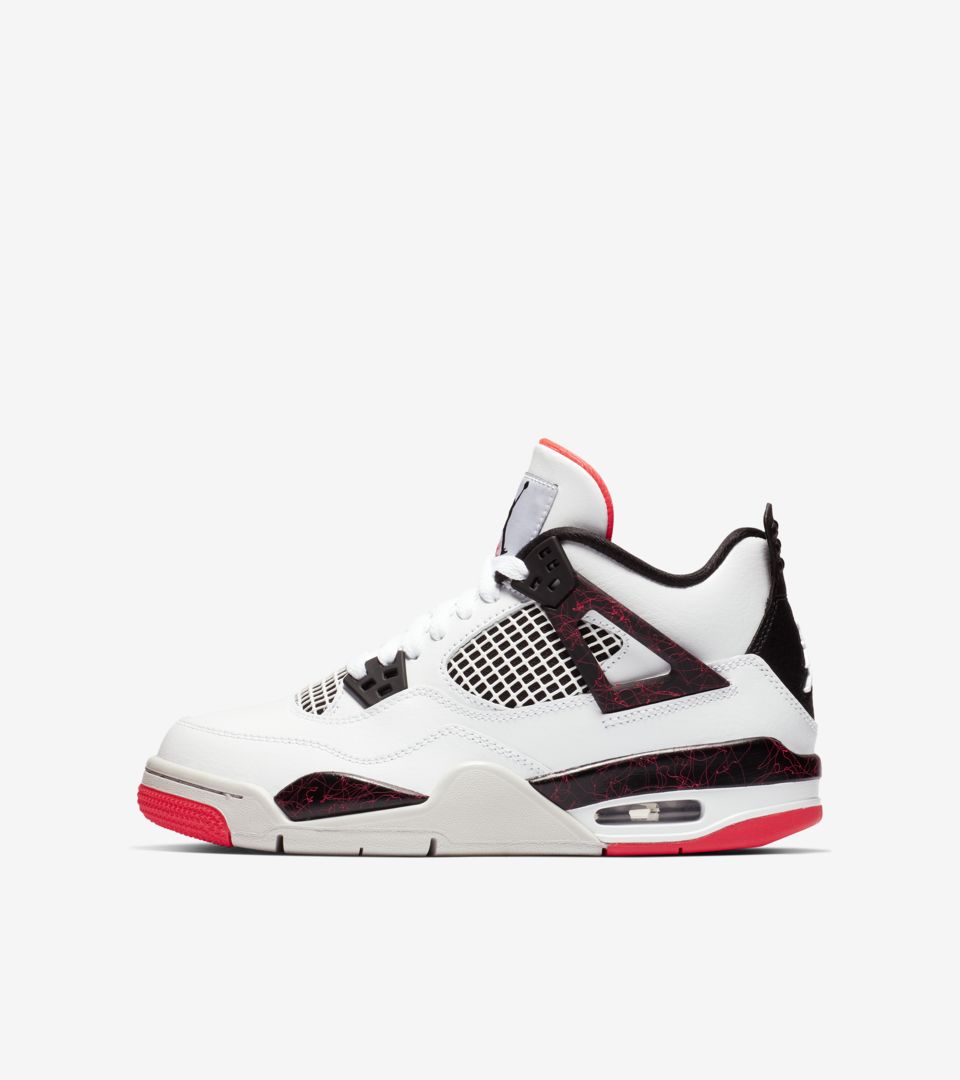 Air Jordan Iv 4 Retro White And Bright Crimson And Black Release Date 942