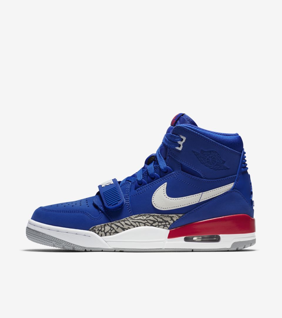 blue and red and white jordans