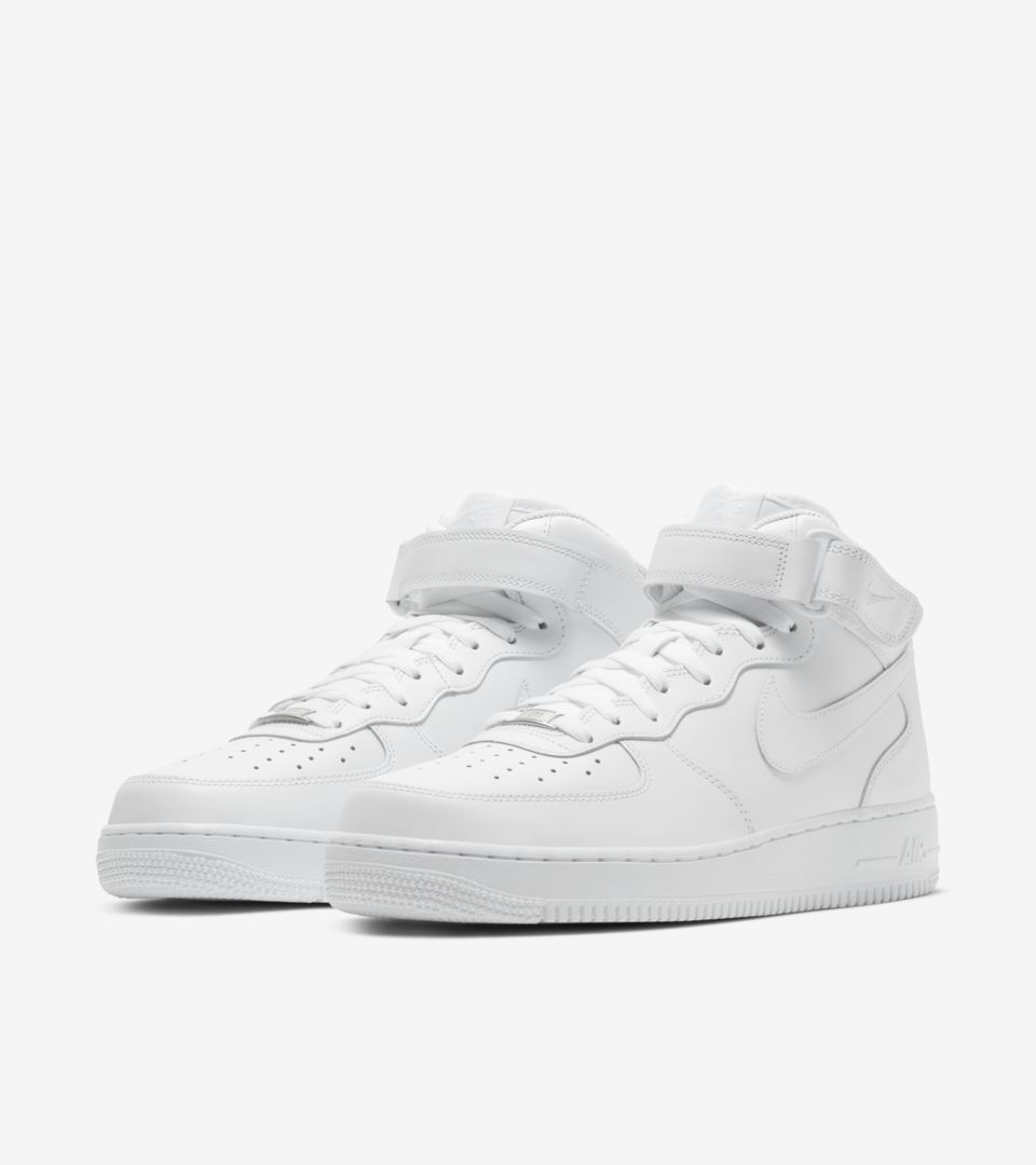 white mid air force ones