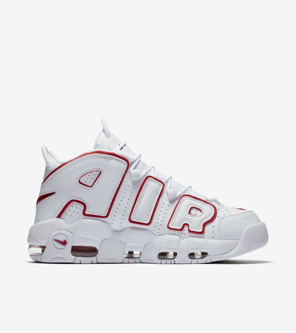 nike uptempo red and white