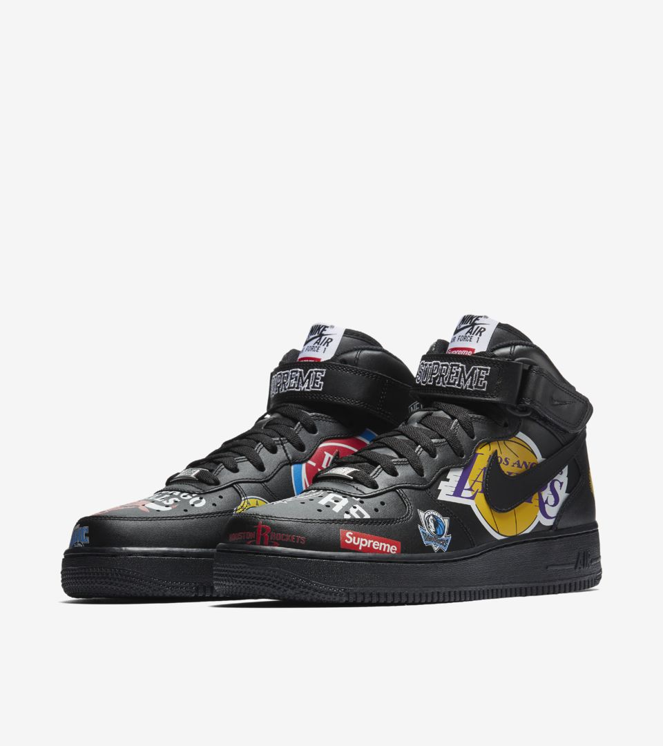 Nike Air Force 1 Mid Supreme NBA 'Black' Release Date. Nike SNKRS