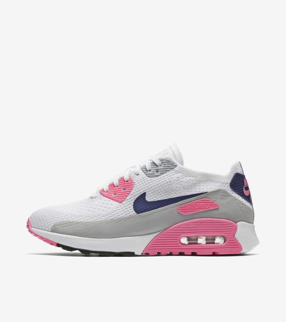 Supple Discovery pneumonia Women's Nike Air Max 90 Ultra 2.0 Flyknit 'White & Laser Pink'. Nike SNKRS