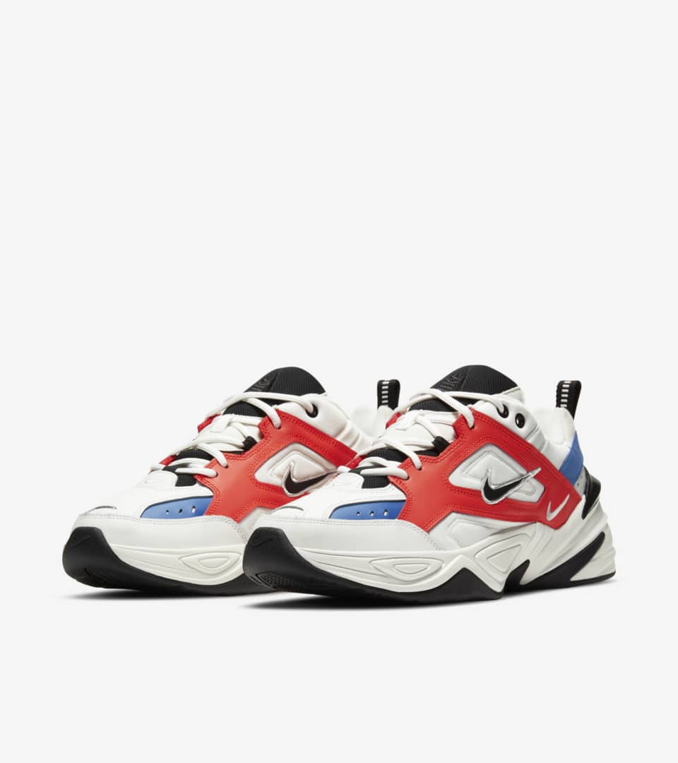 nike m2k tekno summit white black team orange