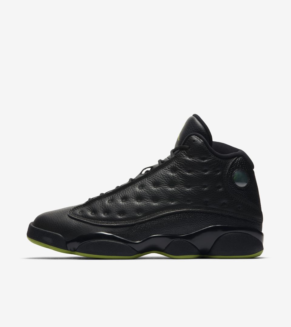 black and altitude green jordan 13s