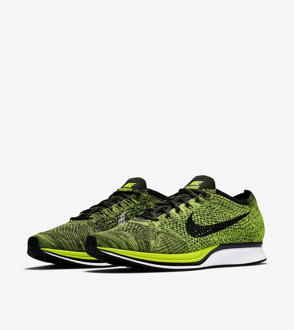nike flyknit racer volt green and black