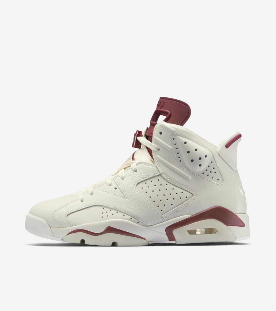 white and maroon jordan 6