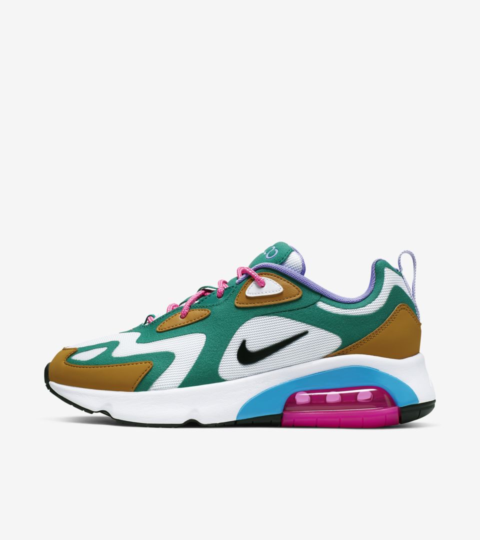 nike air max 200 green gold pink