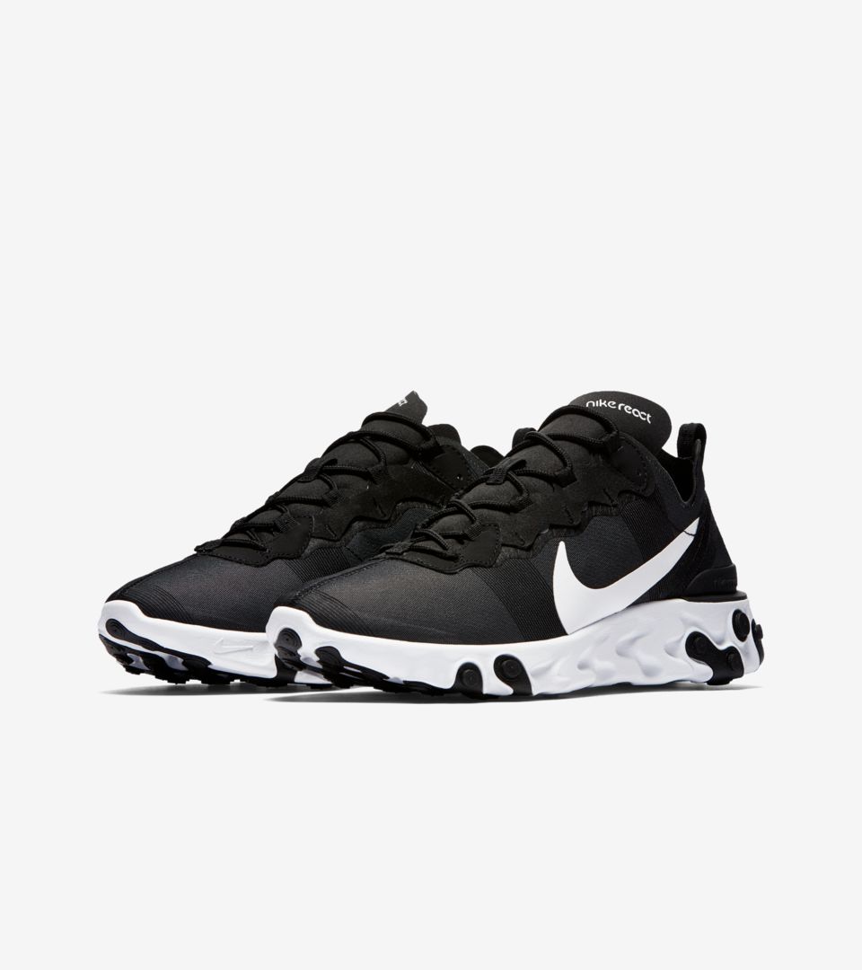 nike black and white react element 55 trainers