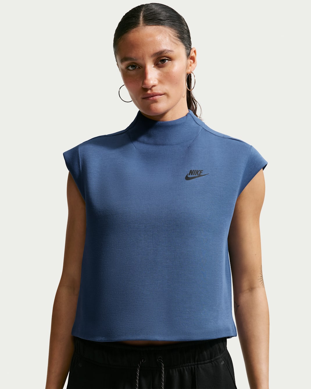 Nike Sportswear Tech Fleece Women's Short-Sleeve Top — Mystic Navy/Black