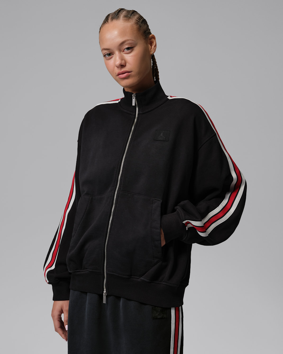 Jordan Flight Fleece Women's French Terry Full-Zip Jacket - Black/Dark Smoke Grey