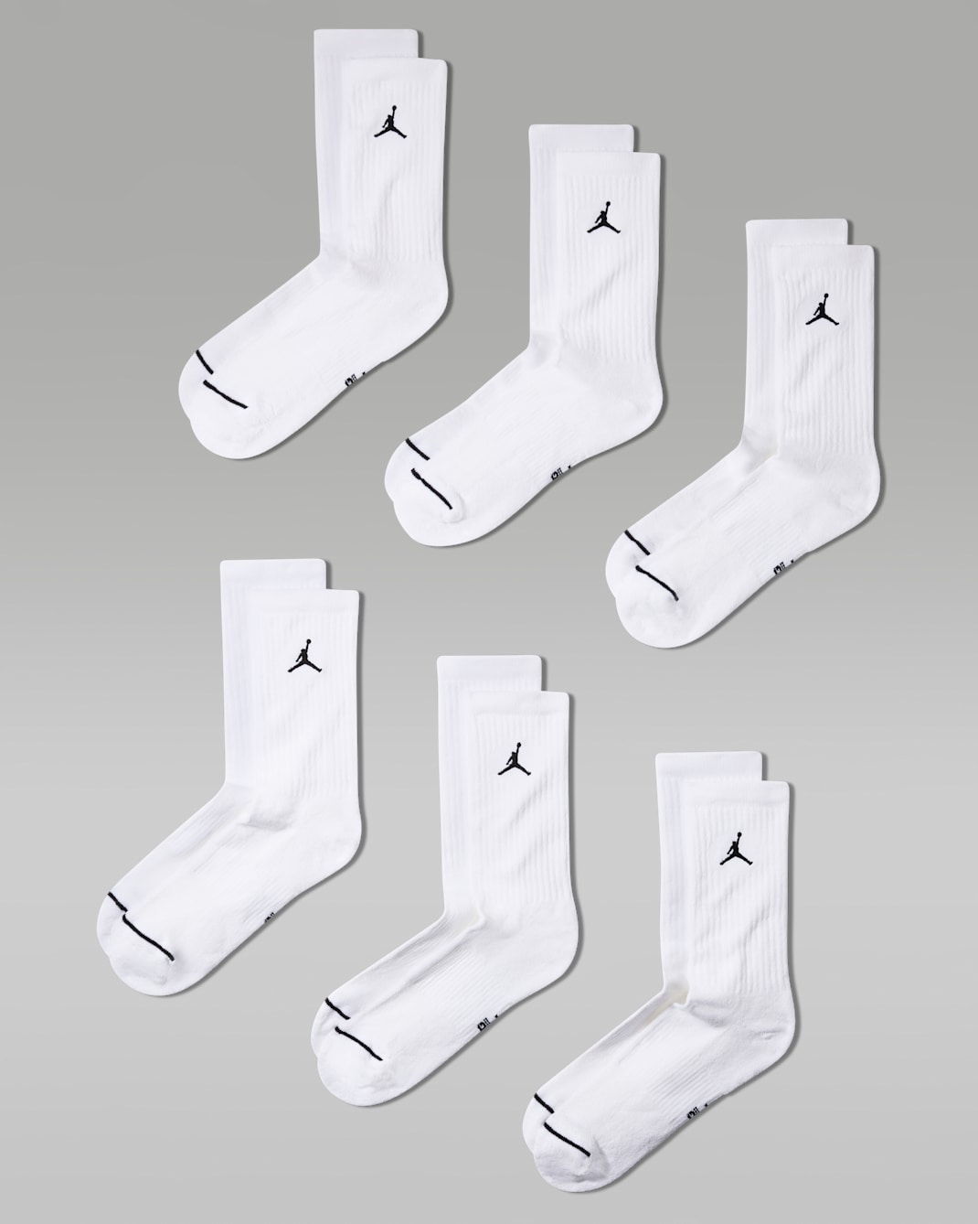 Jordan Everyday Cushioned Crew Socks (6 Pairs) - White/Black