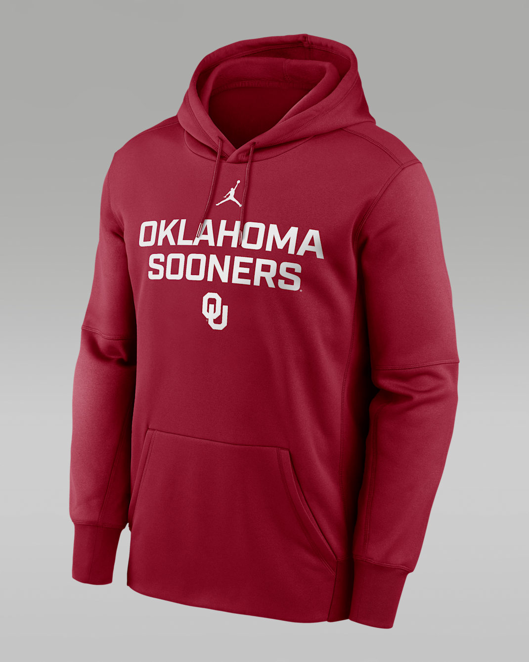 Oklahoma Team Stacked Men’s Nike Therma College Pullover Hoodie - Crimson