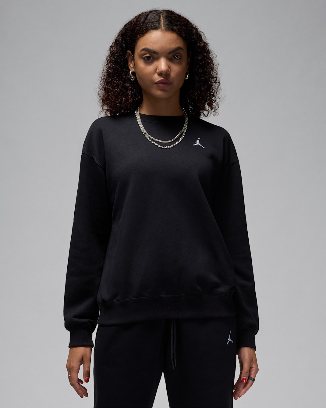 Sudadera de cuello redondo de French Terry para mujer Jordan Brooklyn Fleece - Negro/Blanco