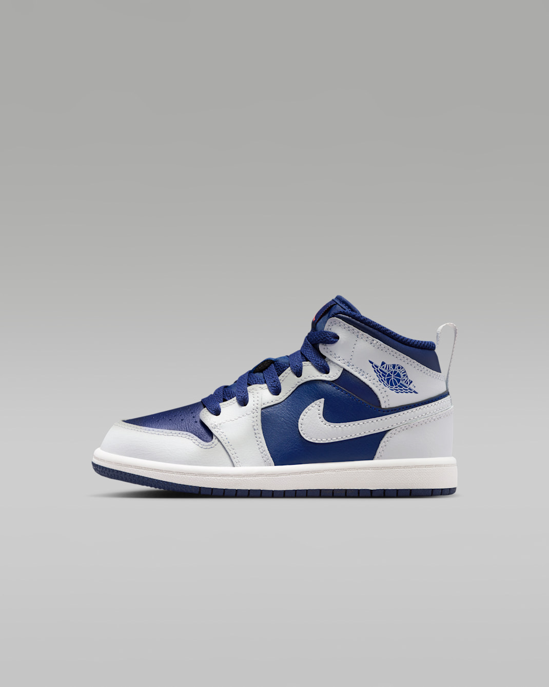 Jordan 1 Mid Younger Kids' Shoes - Blue Void/Summit White/Hot Lava/Pure Platinum