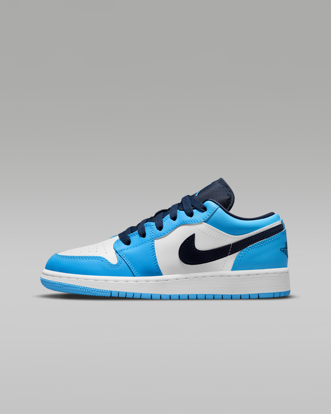 Air Jordan 1 Low Older Kids' Shoes - White/Obsidian/Dark Powder Blue