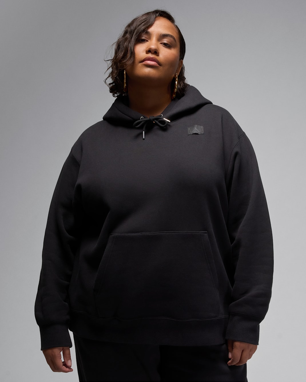 Jordan Flight Fleece Women's Satin-Lined Pullover Hoodie (Plus Size) - Black/Dark Smoke Grey
