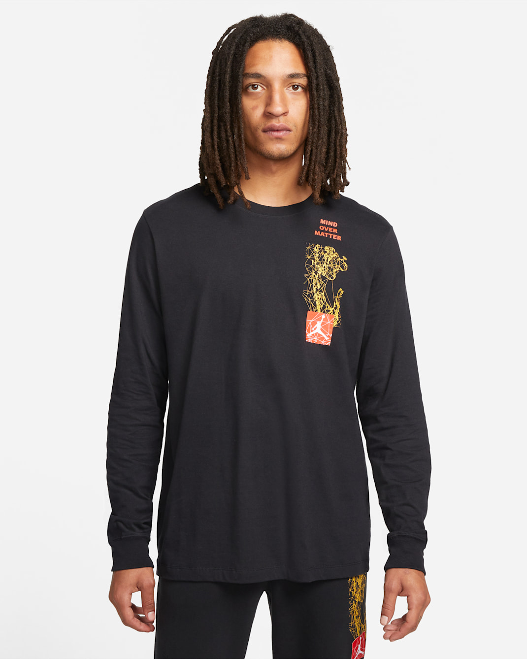 เสื้อยืดแขนยาวผู้ชาย Jordan Mountainside - ดำ/Chile Red